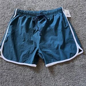 Women's Teal Bike Shorts with White Trim